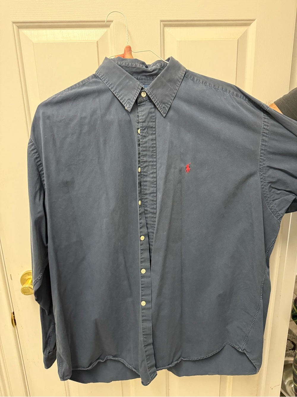 Polo by Ralph Lauren Navy Button-Down Shirt with Red Pony Logo
